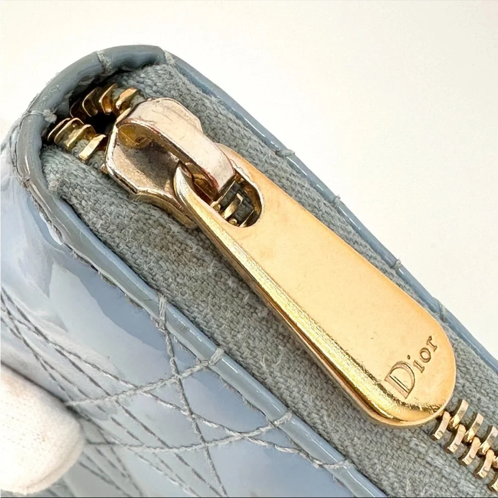 🩵DIOR Blue Quilted Patent Leather Wallet🩵